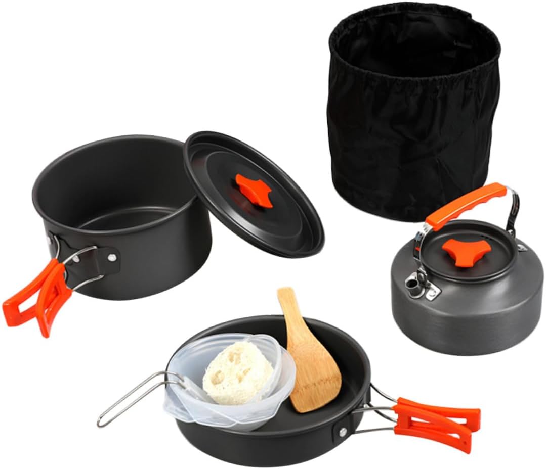 1Set Lightweight Portable Camping Cooking Kit Outdoor Cooking for People for Hiking Picnics and Backyard Bbqs Durable Materials for Use