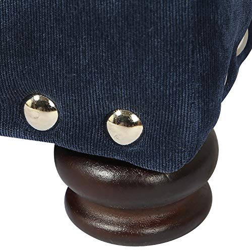 Image of Joveco 24 inch Ottoman with Storage for Living Room Rectangular Fabric Tufted Bench Footrest (Dark Blue)