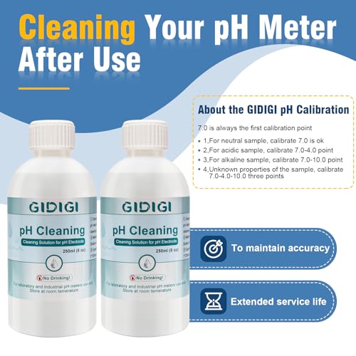 Image of pH Cleaning Solution 250 ml x 2 and pH Electrodes Storage Solution | pH Meter Electrode Conductivity Probe Cleaner