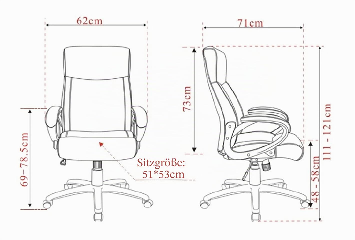 SixBros. Chefsessel Bürostuhl Grau - HLC-0311-1/2167