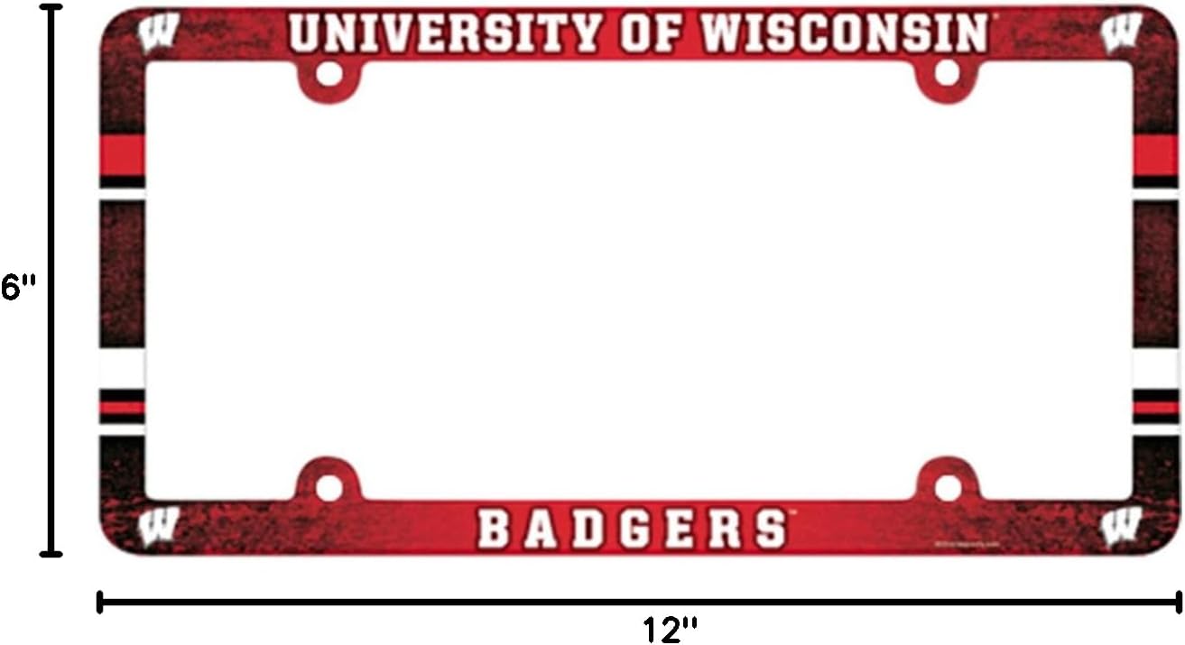 NCAA Wisconsin Badgers Full Color License Plate Frame, Team Color, One Size - Image 3