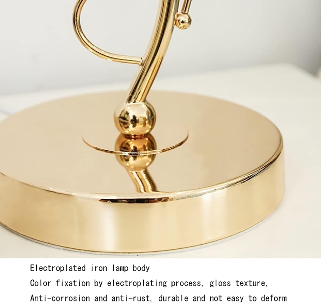 Lampada da scrivania con paralume in cristallo, per comodino, stile moderno, E27, base in metallo, lampade da tavolo per la casa (interruttore touch)
