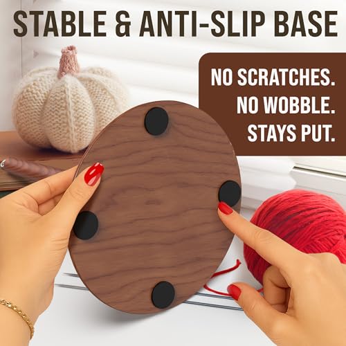 Image of BARVA 2 in 1 Upgraded Table Chunky Yarn Holder 22 Lb & Mini Wristlet Spinner | Bracelet Spindle On the Go for Travel & Car | Wood Crochet Accessories | Compact Fiber Tools | Top Crafts Gifts for Women