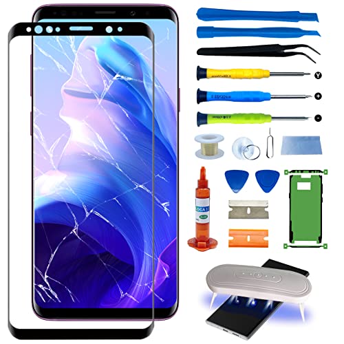 Écran de rechange pour Galaxy S9 : vitre extérieure et kit de réparation avec cadre étanche