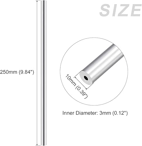 Miniatura 98 de METALLIXITY Tubo de aluminio 6063 (0.394 in de diámetro x 0.276 in de diámetro interior x 11.811 in de largo), 2 piezas, tubo redondo de aluminio