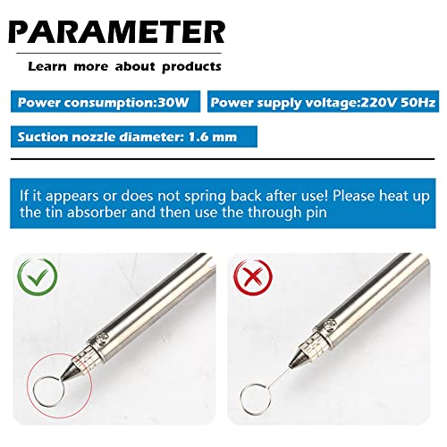 Handskit Electric Desoldering Pump Desoldering Iron Solder Sucker With Shorter Charging Handle And Desoldering Suction Nozzles For Through Hole Desoldering Repairing thumb #6