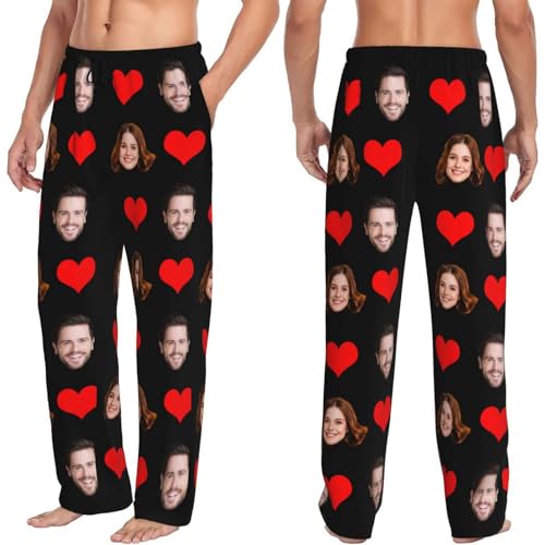 Custom Pajama Pants Men Personalized Photo Face Sleep Bottoms Customized Gifts for Dad Husband Couples2