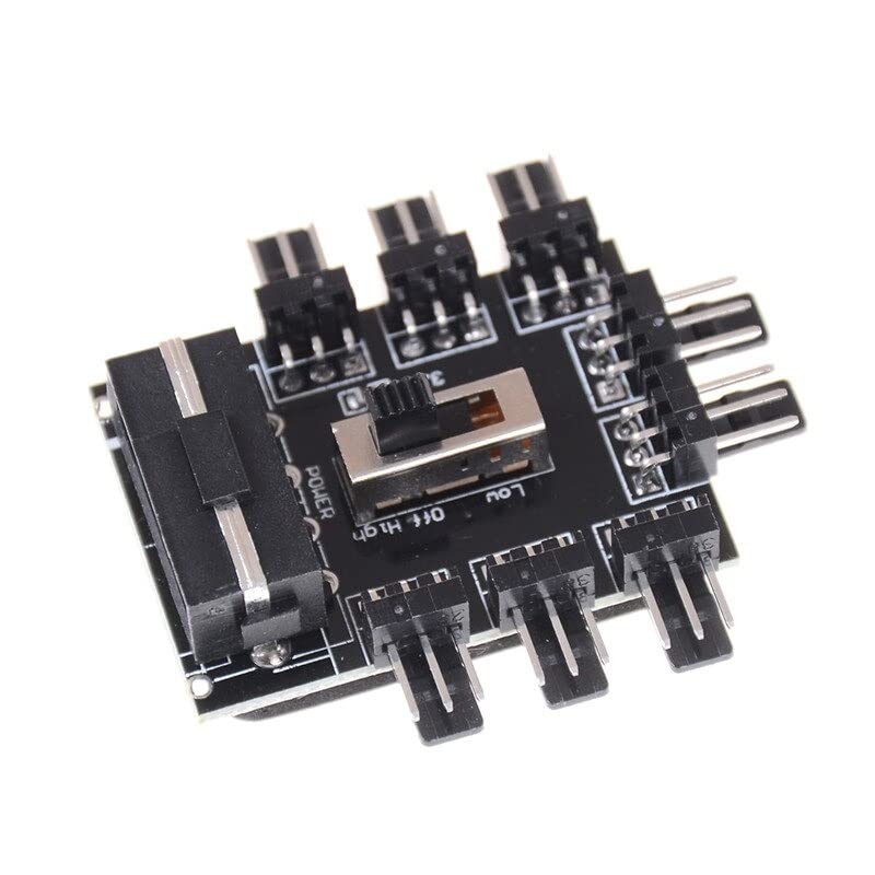 Répartiteur fan hub PC Molex 1 à 8 ports 3 broches avec dos adhésif pour montage de boîtier