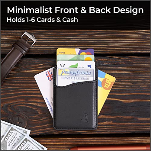 Wallaroo Wallets Slim Leather Card Holder Wallet - Black, Minimalist, Thin, Front Pocket, Genuine Leather Credit Card Holder for Easy Work and Travel4