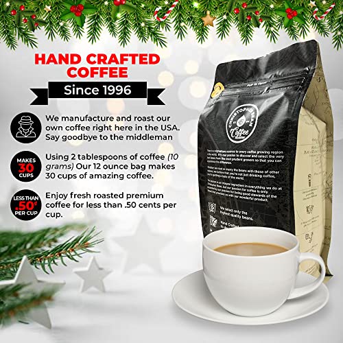 Christopher Bean Regular Flavored Coffee Ground - Sugar-Free, Dairy-Free, Fat-Free Arabica Ground Coffee With Non-Gmo Flavoring, Ground Coffee Medium Roast, Christmas Cupcake, 12-Ounce Bag #TOP2