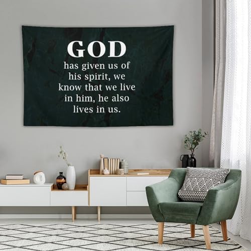 Tapiz de pared de 60 x 90 pulgadas con texto espiritual de bendición hogareña 6