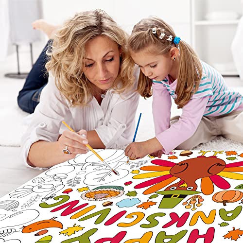 Image of Tevxj Thanksgiving Coloring Posters for Kids Turkey Pumpkin Giant Coloring Poster Fall Autumn Large Coloring Tablecloth Huge Coloring Books for Kids Classroom Party Supplies Favor 31.4 x 43.3 Inch