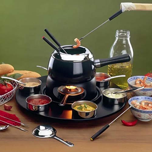 Aparelho Fondue Giratório 18 Peças Serviço Fondue Cervinia Carroussel Difusor de Calor Forma