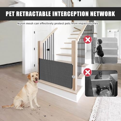 Absperrgitter Hund Absperrgitter Hundegitter Wohnung,Versenkbares Kleintiergehege zur Sicherheit von Haustieren Netz zur Verletzungsprävention, Höhe 40CM Frei Versenkbar 125 cm, PVC (Thermoplast)