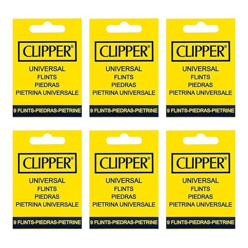 54 pedernales universales Clipper para encendedor | Recambio de pedernal reutilizable para encendedor | (6 paquetes de 9 pedernales)