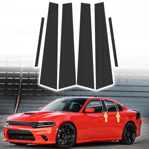 AMSPRAC Door Pillar Covers fit for Dodge Charger 2011-2021,Carbon Fiber Look Anti-Scratch Trim, 6PCS...