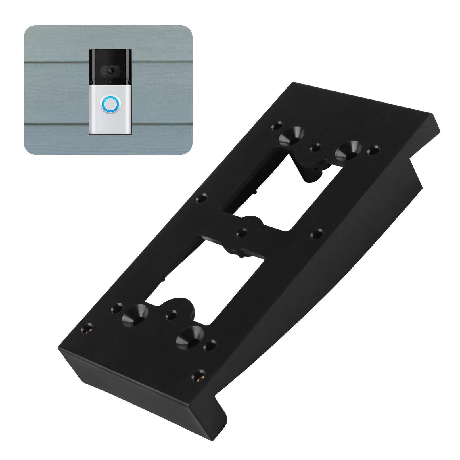 UFURMATE 2025 Upgraded Vinyl Siding Angle Adjustment Mount for Blink/Ring Video Doorbell 1st/2nd，Ring DoorBell 2/3/3Plus/4, Battery Door Bell Plus/Pro, 4" Standard Vinyl Siding Only (Black)