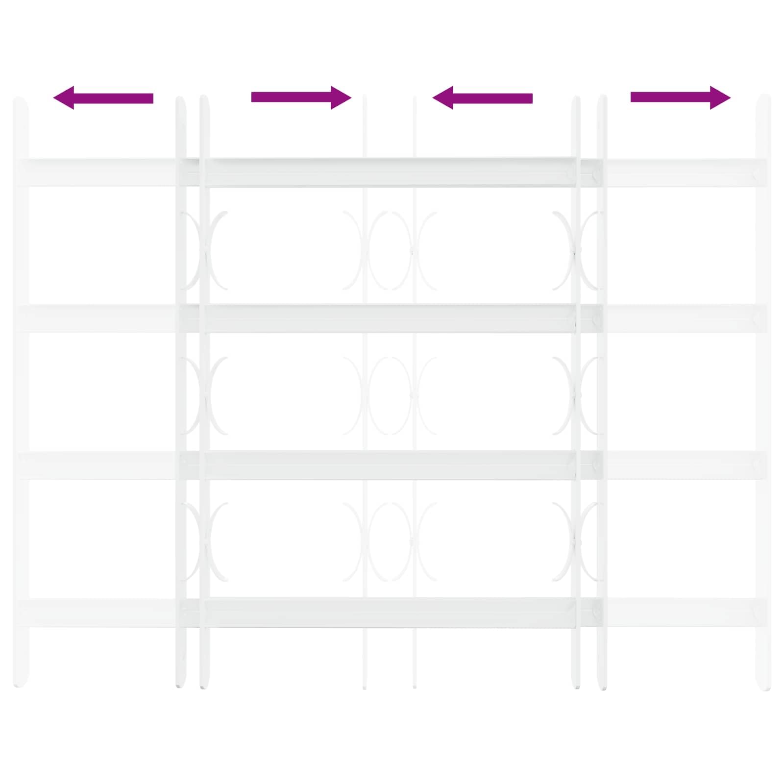 Juego de 3 rejillas de seguridad para ventanas de acero galvanizado, 43 x 74 cm, color blanco, ajustables para elementos de ventana, marcos, aspas y ventanas de sótano