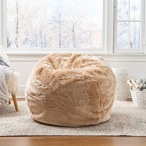 Mollismoons Designer Bean Bags Fur Bean Bag with Beans Gold Color Bean Bag with Beans Filled XXXL