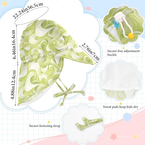 Leaf Wave Pattern Green Toddler Baby Beach Hats Boys Summer Hats Toddler Girl UPF 50 Wide Brim Traveling Swim4