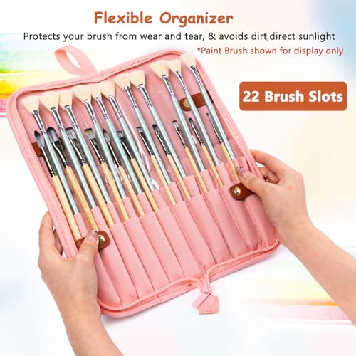 Paint Brush Holder Case for Artists with 22 Slots, Brush Organizer with Pop-Up Stand, Travel Paintbrush Storage Bag for Acrylic Oil Watercolor, Zippered Art Brush Cover (Brushes Not Included) by SFYBYHEART - Used condition - Image 4