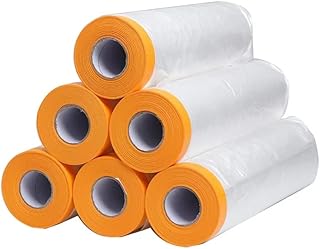 bimiti 6 x Goldband Masker Tape 270 cm x 20 m Abdeckfolie mit Klebeband mit Folie Malerabdeckfolie Abkleben Malerbedarf für Fenster, Türen und, Möbel, Schränke, Mauern, Autos