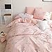 BuLuTu Cotton Flamingo Twin Duvet Cover Pink for Girls Women,Cute 3 Pieces Kids Bedding Sets Zipper Closure with Ties,Flamingo Duvet Cover Set,Lightweight,No Comforter