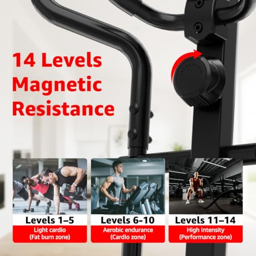 Image of PowerMax Fitness EH-300 Elliptical Cross Trainer for Home Use | 110KG Max User | 6KG Flywheel | 14-Level Magnetic Resistance | Adjustable Seat, LCD Display | Quiet Belt Drive for Full Body Pro Workout