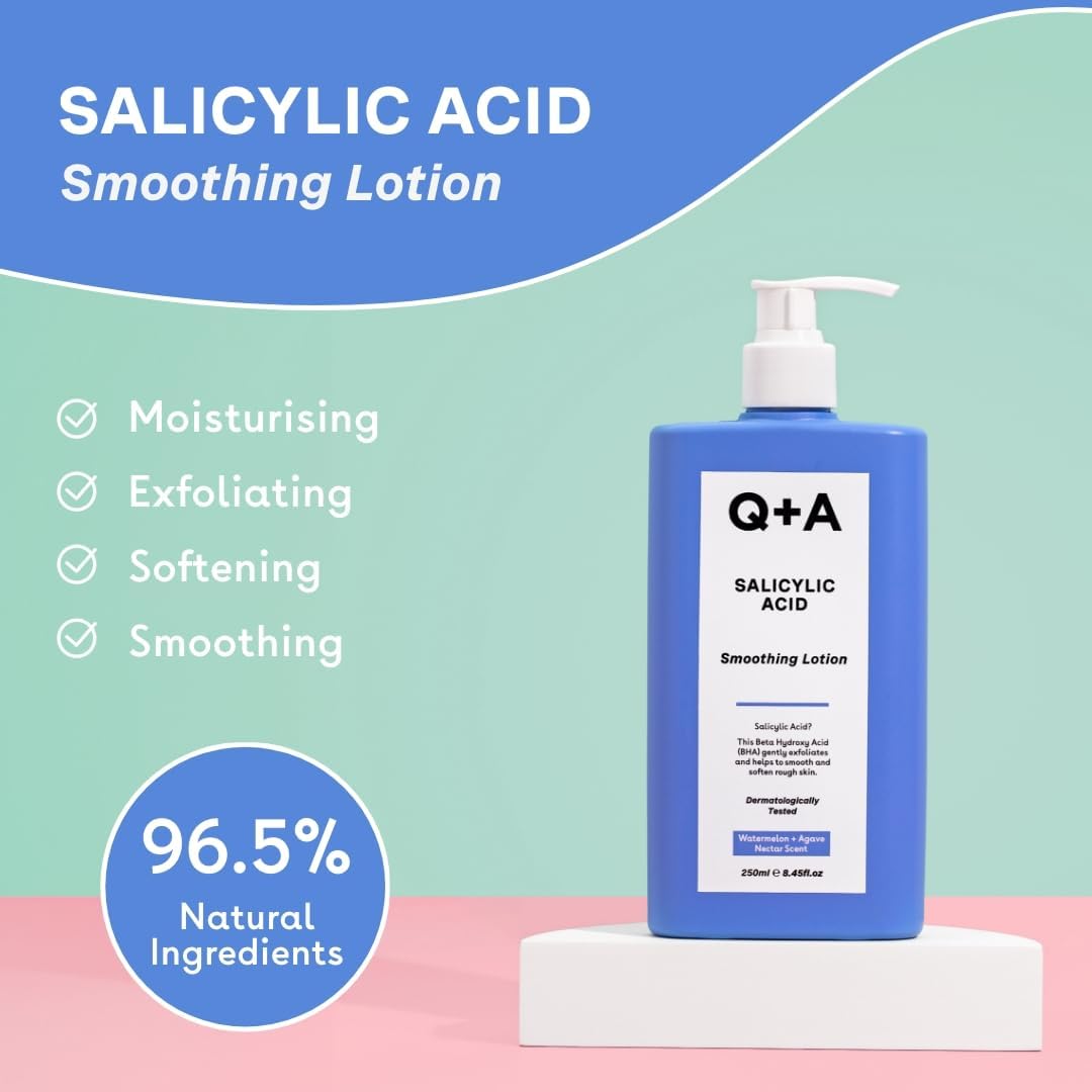 Q+A Salicylic Acid Smoothing Body Lotion (250ml x 2), Body Moisturiser with Watermelon & Agave Scent, Body Butter Alternative - Image 2