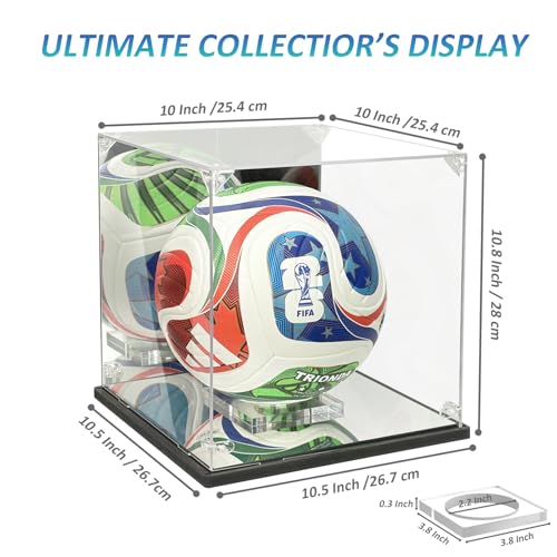 Acrylic Soccer Ball Display Case - Mirror Back & Base, UV Protection Dustproof Box for Autographed Size 5 Soccer Ball - Heavy Duty Memorabilia Cube Holder with Removable Stand (10.5" x 10.5" x 10.8") by ZQYALPSID - Image 4