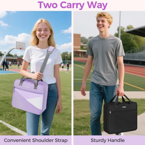 Ytonet Zipper Binder Bag, 2 Inch 3 Ring Binder with Zipper Fit 14 Inch Laptop, 500 Sheets Capacity Zippered Binders with Shoulder Strap & Removable O-Ring Pad for College, Office, Work, Purple by Ytonet - Used condition - US$24.89