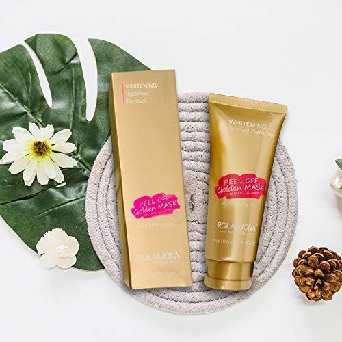 ROLANJONA Natural 24K Gold Facial Mask 3.4FL oz Gold Collagen Peel Off Mask, Gold Face Mask Whitening Blackhead Remover Treatment, Anti Wrinkle & Anti Aging Facial Mask Moisturizing Skin 100ml