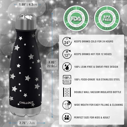 Image of CHILLOUT LIFE 12oz Kids Insulated Stainless Steel Water Bottles, Leak Proof