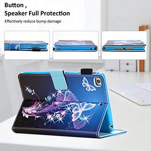 Ipad Mini Case, Mini 2/3/4/5 Case, Dteck Slim Multiple Viewing Folio Stand Premium Pu Leather Wallet Smart Cover With Auto Wake/Sleep For Ipad Mini 5/Mini 4/Mini 3/Mini 2/Mini 1, Purple Butterfly #TOP2