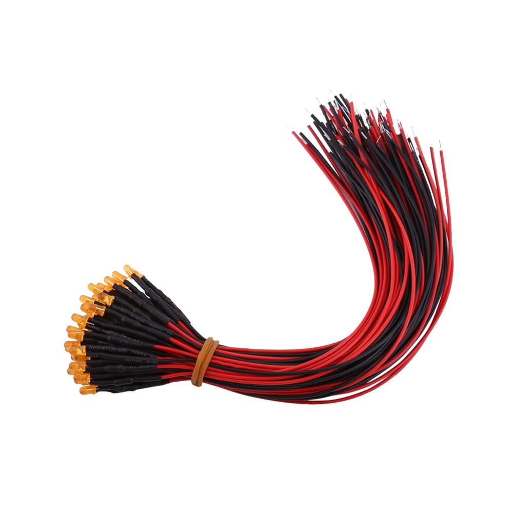 Diode LED 3mm orange pré-câblée 12V CC composant éclairage électronique pack de 50 - 8