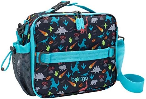Bentgo® Kids Prints Lunch Bag - Double Insulated, Durable, Water-Resistant Fabric with Interior and Exterior Zippered Pockets and External Bottle Holder- Ideal for Children 3+ (Dinosaur)