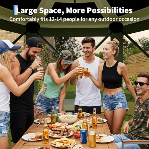 13x13 ft Pop Up Gazebo Screen Tent, Removable Canopy Top, Quick-Set 6-Sided Outdoor Canopy Shelter, Bite-Proof Sun Shade Tent for Camping Backyard Patio, Green by JoanKaren - Image 7