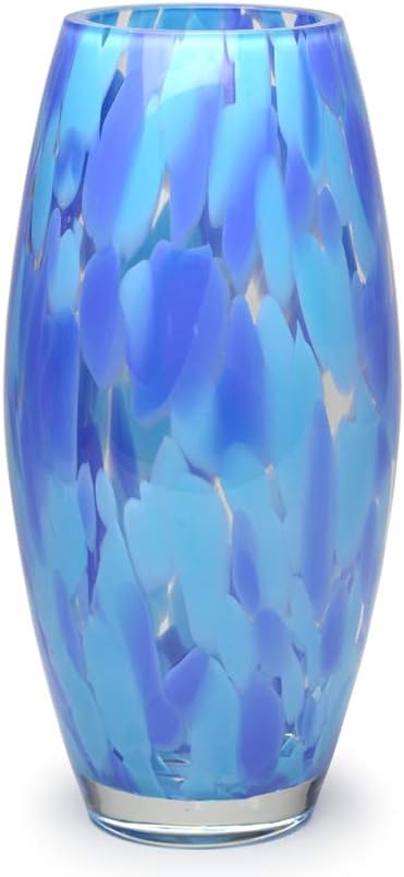 Ca D Oro Glass Vase Blue Confetti Hand Blown Murano-Style Art Glass for Flower and Decor - Model Oliva G