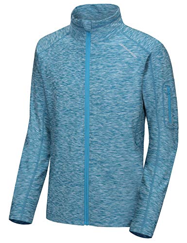 Dasawamedh Men's Running Thermal Track Jacket Full Zip Workout Sports Sweatshirt Long Sleeve Casual Shirts Lake Blue Heather XL