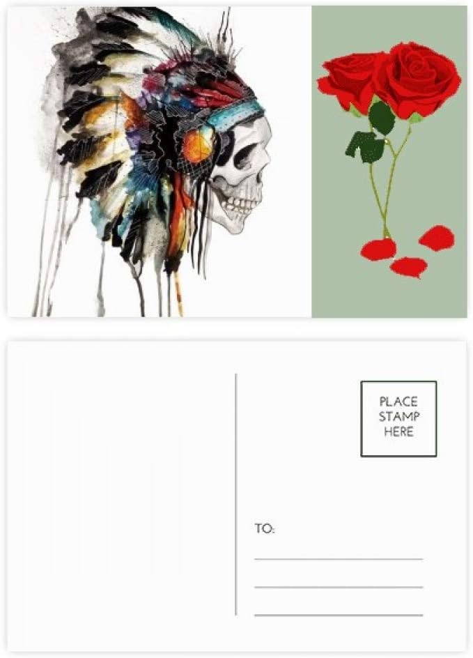 Bestchong Indian Human Skeleton Flamen Rose Day Postcard Set Thanks Card Mailing Side 20pcs