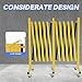 16.4 Feet Expandable Metal Barricade with Wheels, Retractable Metal Traffic Gate, Industrial Security Barrier for Construction Site Elevator Garage Road Yellow Black