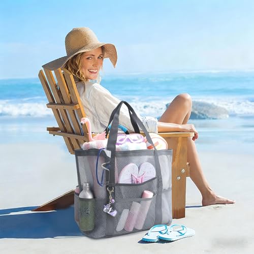 Sac de plage en maille Drfeify pliable grand format pour piscine - 2