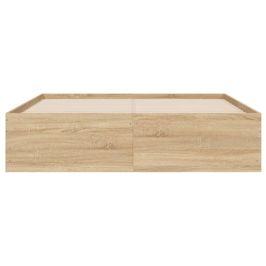 Rama łóżka, łóżko rodzinne, łóżko podwójne, meble do sypialni, rama łóżka z szufladami, dąb sonoma 120 x 200 cm, materiał drewnopochodny