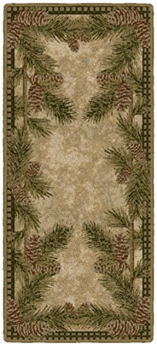 Brumlow Mills Pine Cone Gingham Kitchen Rug, 20-Inch by 44-Inch, Dark Green
