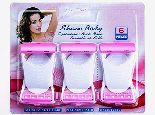N M Z Cuchilla de afeitar desechable para mujer, 6 piezas, hoja de acero inoxidable, uso en húmedo