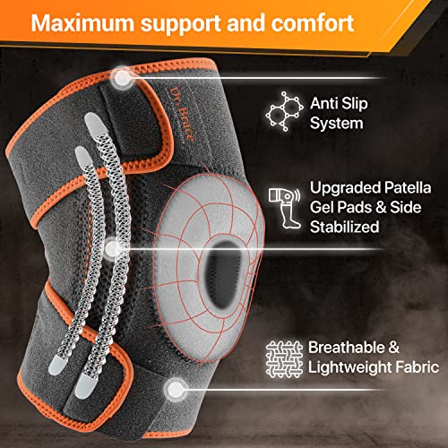 Dr. Brace Elite Knee Brace With Side Stabilizers & Patella Gel Pads For Maximum Knee Pain Support And Fast Recovery For Men And Women-Please Check How To Size Video (Mars, Large) #TOP2