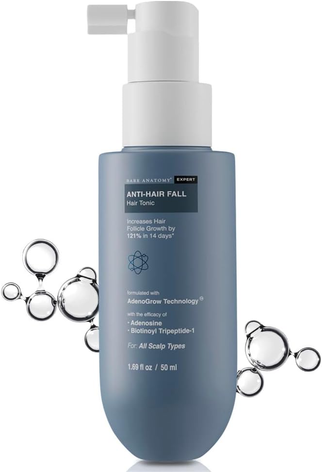 Bare Anatomy Anti-Hair Fall Tonic | Hair Serum For Scalp with Rosemary Essential Oil, Adenosine, Peptides | Paraben & Sulphate free | Hair Fall Control for Men & Women | 50ml