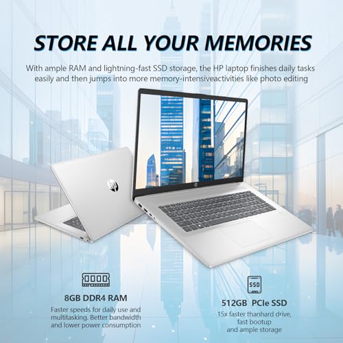 Image of HP Laptops 17 Inch, 17.3 inch Laptop Computer, HD+ Large Screen, Intel Core i3 (8-Cores), 8GB RAM 512GB SSD, Windows 11 Pro, 10 Key Number Pad, Wi-Fi 6, USB-C