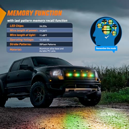 Image of Nilight 4PCS LED Strobe Lights 12V 24V Sync Feature Amber Green