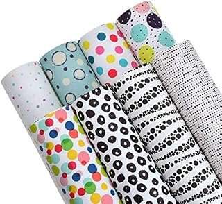 8 Pieces 8x12 Inch(21x30cm) Dots Pattern Printed Faux Leather Fabric Sheets Cotton Back for Leather Bows and Earrings Making, Each Sheet Per Pattern, in Total 8 Sheets